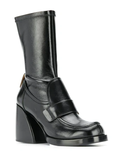 Shop Chloé Penny Loafer Boots In Black