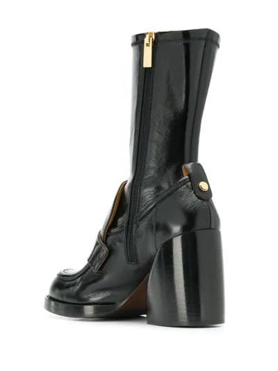 Shop Chloé Penny Loafer Boots In Black