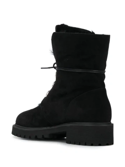 Shop Giuseppe Zanotti Mink Fur Lace-up Boots In Black