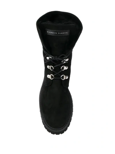 Shop Giuseppe Zanotti Mink Fur Lace-up Boots In Black