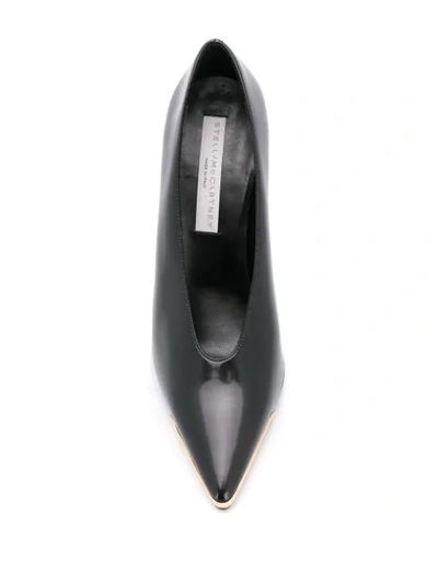 Shop Stella Mccartney 110mm Metallic Toe-capped Pumps In Black