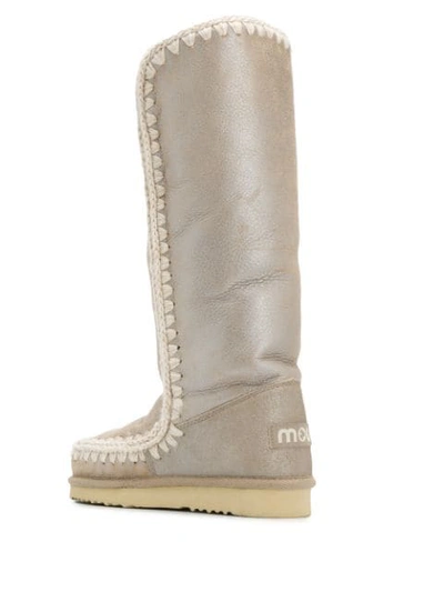 Shop Mou Eskimo Metallic Knee-high Boots In Neutrals