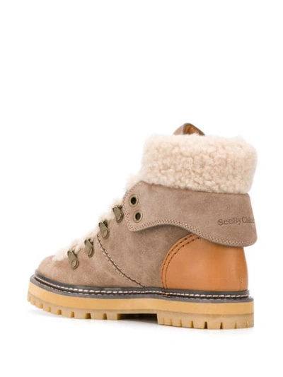 Shop See By Chloé Shearling Trek Boots In Neutrals