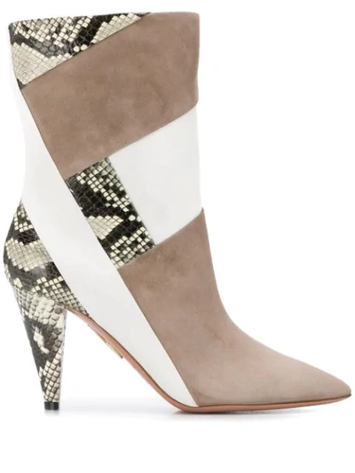 Shop Aquazzura Pointed Toe Ankle Boots In Neutrals