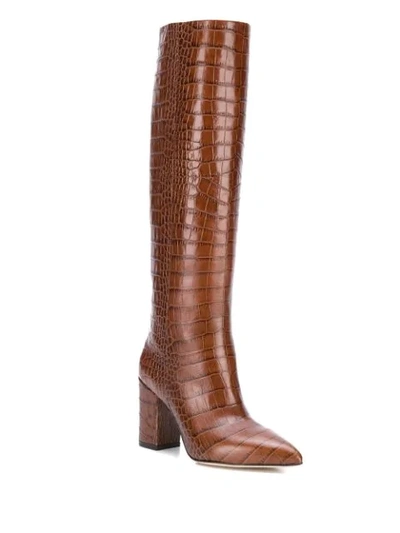 Shop Paris Texas Crocodile Effect Boots In Brown