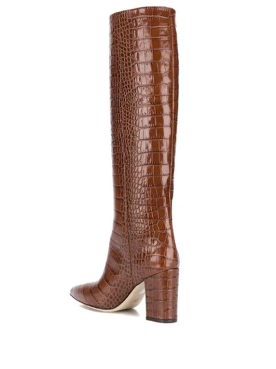 Shop Paris Texas Crocodile Effect Boots In Brown