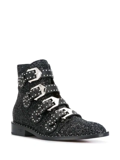 Shop Givenchy Glitter Buckle Boots In Black