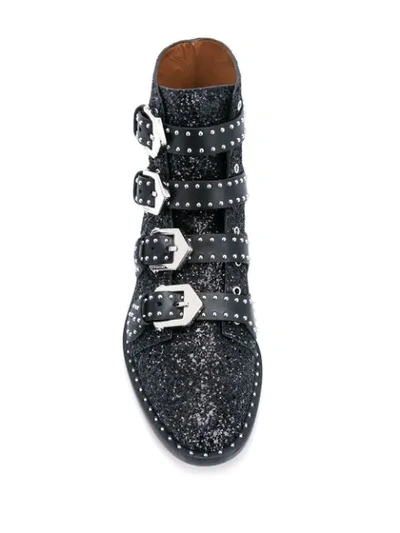 Shop Givenchy Glitter Buckle Boots In Black