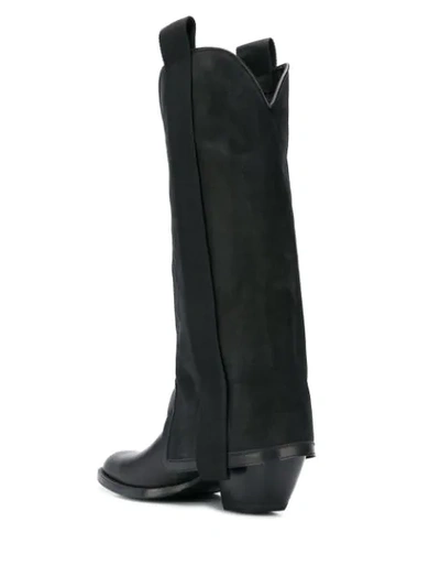 Shop Bruno Bordese Tall Panelled Boots In Black
