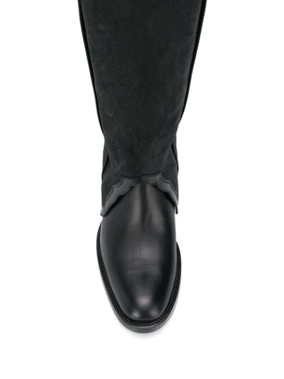 Shop Bruno Bordese Tall Panelled Boots In Black