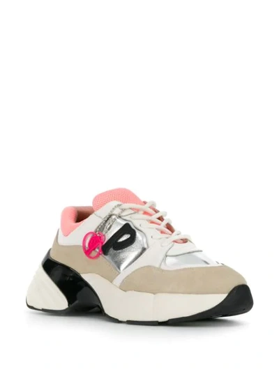 Shop Pinko Panelled Sneakers In White