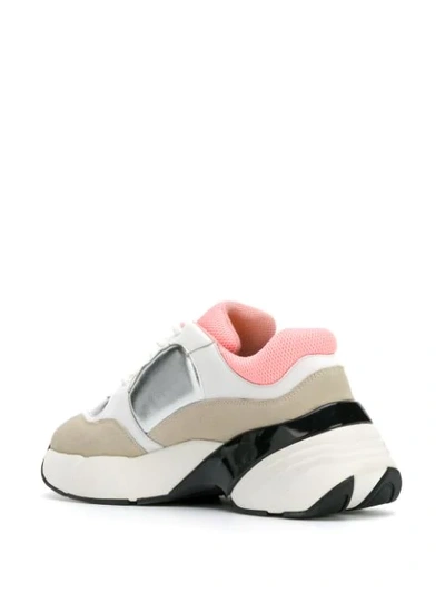 Shop Pinko Panelled Sneakers In White