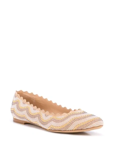 Shop Chloé Lauren Studded Ballerinas In Neutrals