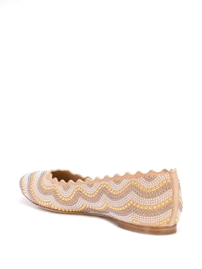 Shop Chloé Lauren Studded Ballerinas In Neutrals