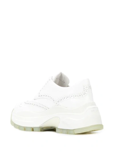 Shop Prada Perforated Sneakers In White