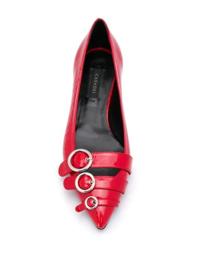 Shop Casadei Pointed Ballerina Shoes In Red