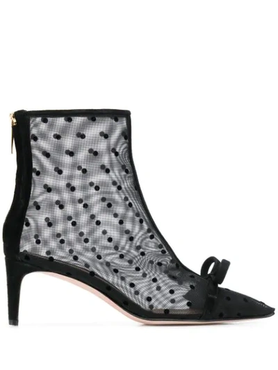 Shop Red Valentino Red(v) Bow Detail Boots In Black