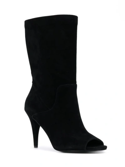 Shop Michael Michael Kors Open Toe Ankle Boots In Black