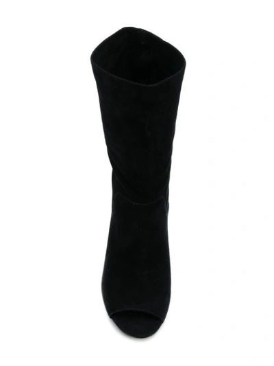 Shop Michael Michael Kors Open Toe Ankle Boots In Black