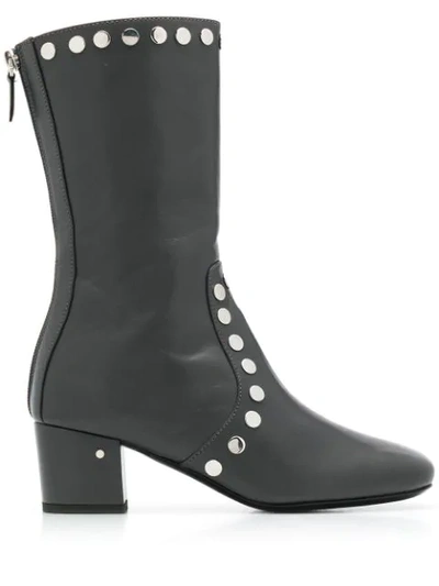 Shop Laurence Dacade Studded Mid-calf Boots In Grey