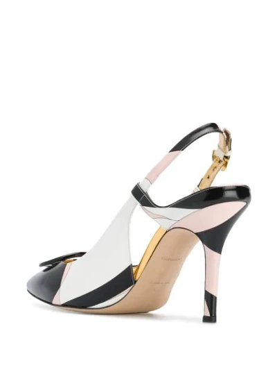 Shop Emilio Pucci Fortuna Print Leather Slingback Pumps In Black