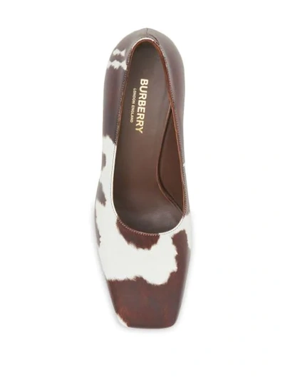 Shop Burberry Animal Print Leather Block-heel Pumps In 1009 Multicoloured