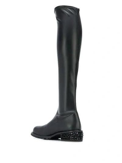 Shop Giuseppe Zanotti Embellished Heel Knee High Boots In Black