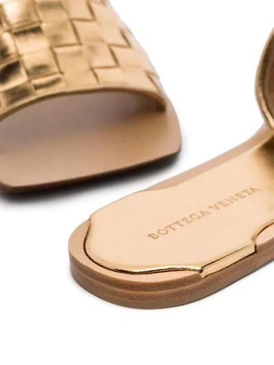 Shop Bottega Veneta Intrecciato Weave Flat Sandals In Metallic