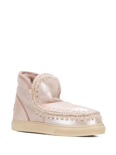 Shop Mou Knitted Detail Sneaker Boots In Pink