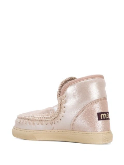 Shop Mou Knitted Detail Sneaker Boots In Pink