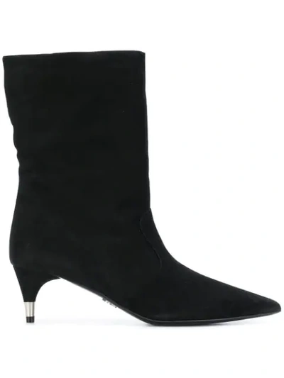 Shop Prada Calf Boots In Black