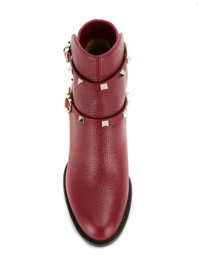 Shop Valentino Garavani Rockstud Ankle Boots In Red