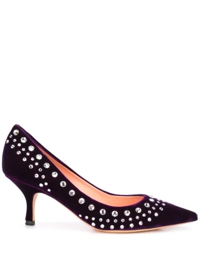 Shop Rochas Embellished Pumps In Purple