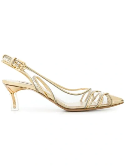 Shop Casadei Vinyl Slingback Pumps - Metallic