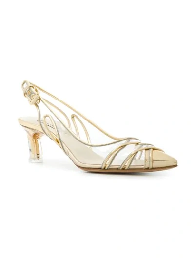 Shop Casadei Vinyl Slingback Pumps - Metallic