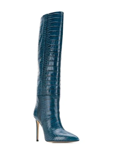 Shop Paris Texas Embossed Knee Length Boots In Blue