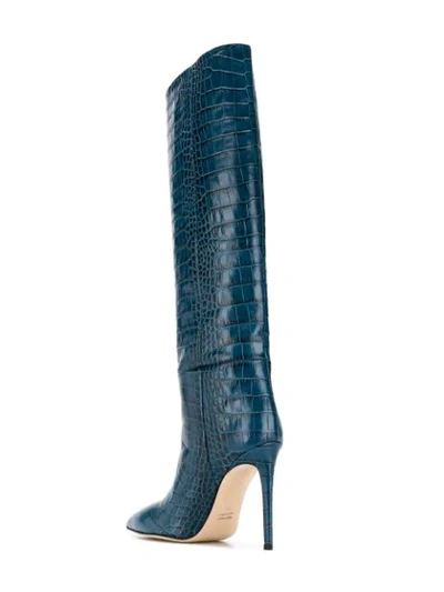 Shop Paris Texas Embossed Knee Length Boots In Blue