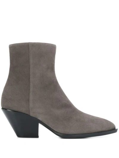 Shop Giuseppe Zanotti Low Heel Ankle Boots In Grey