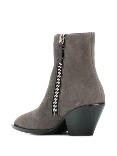 Shop Giuseppe Zanotti Low Heel Ankle Boots In Grey
