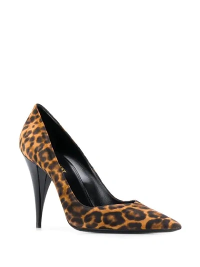 SAINT LAURENT LEOPARD PRINT 100 PUMPS - 棕色