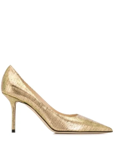 Shop Jimmy Choo Love 85mm Pointed-toe Pumps In Gold