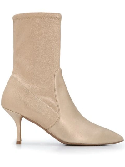 Shop Stuart Weitzman Yvonne Sock Boots In Neutrals