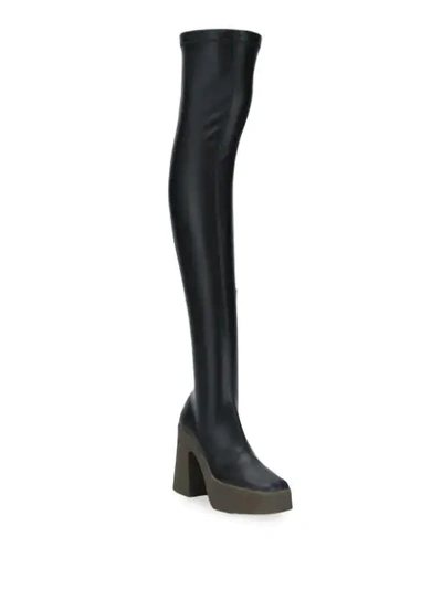 Stella Mccartney Skyla Vegetarian Leather Platform Over-the-knee Boots In Black