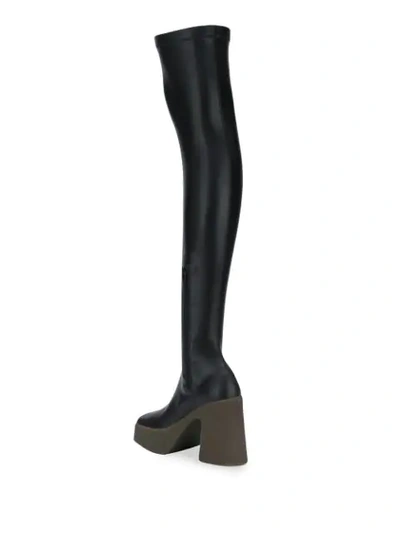 Stella Mccartney Skyla Vegetarian Leather Platform Over-the-knee Boots In Black