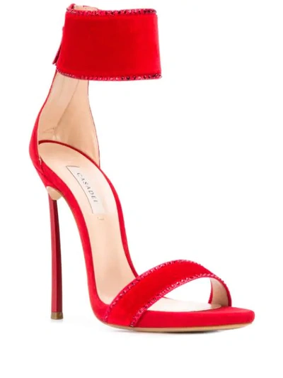 Shop Casadei Ankle Strap Stiletto Sandals In Red