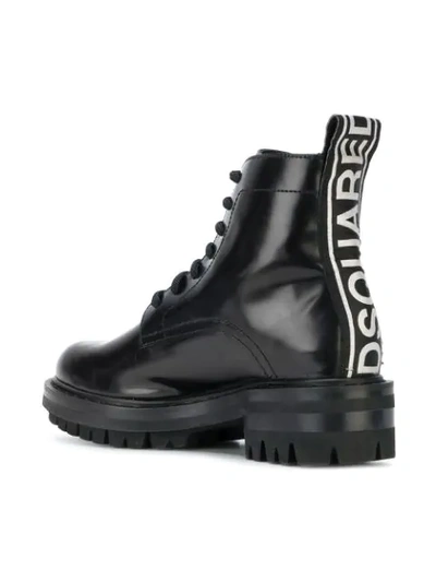 Shop Dsquared2 Logo Tab Leather Boots In Black
