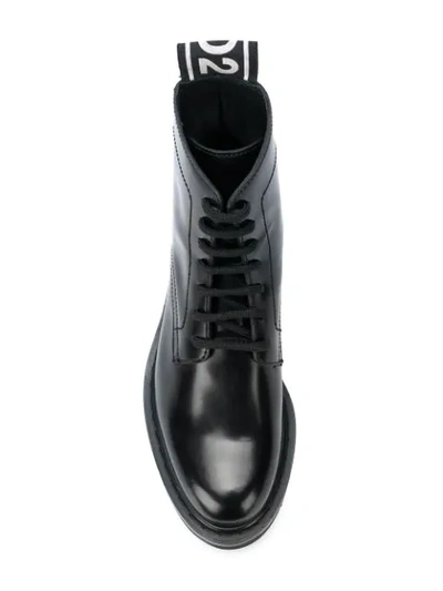 Shop Dsquared2 Logo Tab Leather Boots In Black