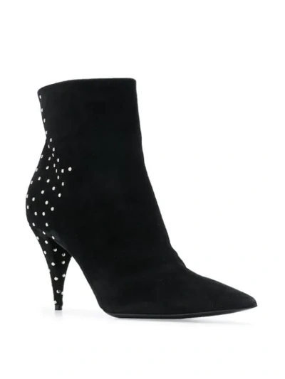 Saint Laurent Kiki Zip Stud Booties In Black