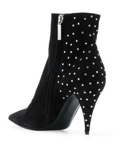 Saint Laurent Kiki Zip Stud Booties In Black