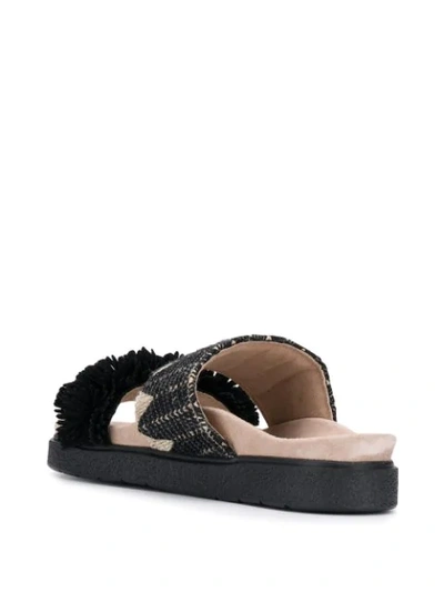 Shop Inuikii Fuzzy Trim Sandals In Black